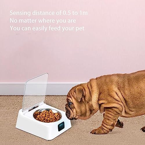 FLEXMAN 350ML Electronic Pet Feeder, Induction Lid Opening Rechargeable Smart Cat Food Dispenser, Dog Cat Feeding Bowl for Small Medium Pet