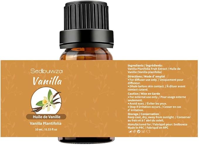 Sedbuwza Vanilla Lavender Essential Oil Set, Vanilla Fragrance Oil Lavender Scent Oil Set for Diffuser, Aromatherapy, Massage, Soap, Candle Making 2 x 10 ml
