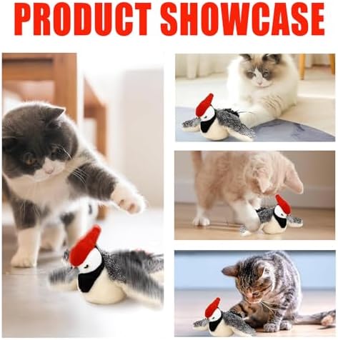 Yewmow Interactive Chirping Cat Toy,Flapping Wings Sound Toy