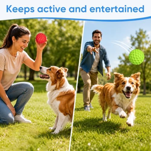 Squeaky Dog Balls Toy 2 Pack, Interactive Dog Toys for Aggressive Chewers, Squeaky Balls for Dogs, Durable Dog Chew Toys for Medium Large Dogs, Dog Balls for Aggressive Chewers, Outdoor Dog Toys