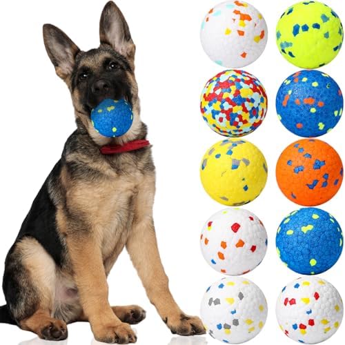Lenwen 10 Pcs Dog Balls for Aggressive Chewers, 2.5 Inch, Glitter Color