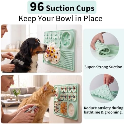 MewaJump Slow Feeder Bowl, 4 in 1 Silicone Lick Mat with Suction Cups for Dog Cat, Snuffle Mat for Pet Smell Training, Puzzle Toys Interactive Sniff Mat for Slow Eating