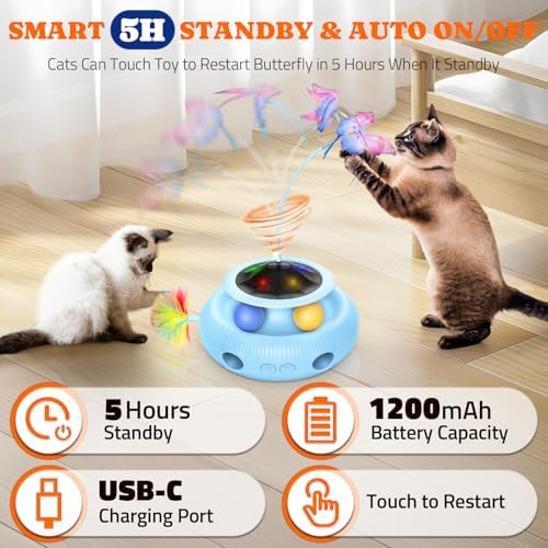 Pawtners Cat Toys, Automatic Interactive Kitten Toys for Indoor Cats, Blue