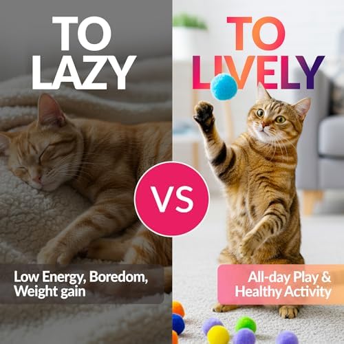 HA SHI [200pcs in Sturdy Jar] 1.2 Inch Soft Plush Cat Toy Balls - Perfect Size Interactive Fetch Toys for Indoor Cats, Quiet Night Play, Assorted Colorful Fuzzy Poms for Kittens