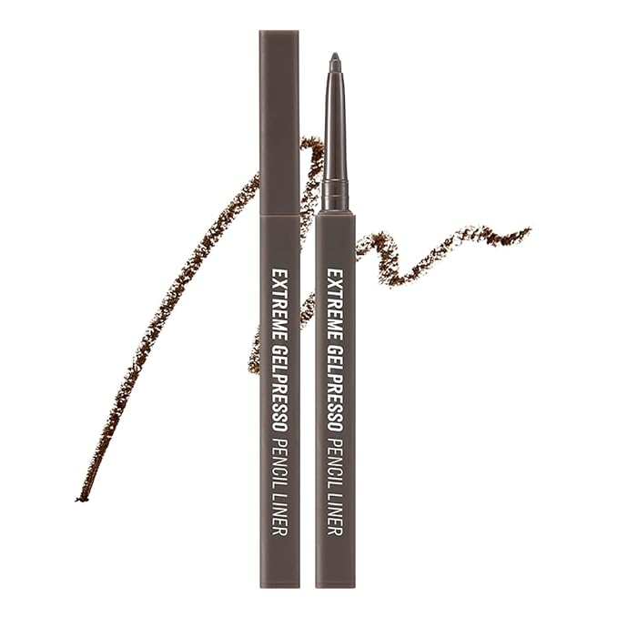 CLIO Extreme Gelpresso Pencil Eyeliner, Gel Smooth Waterproof Formula, One Swipe High Pigment Color, Smudge Resistant Long Wear, Creamy Glide, Blend Control, Defined Eye Precision (004 Gray Brown)