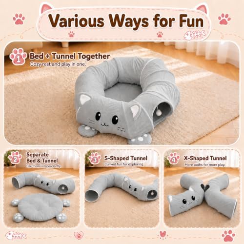 Cat Tunnel Bed with 21 Interactive Toys
