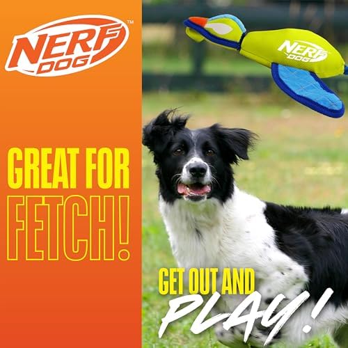 Nerf Dog 16.5in Nylon Ultraplush Crinkle Wing Launching Duck Dog Toy - Green/Light Blue