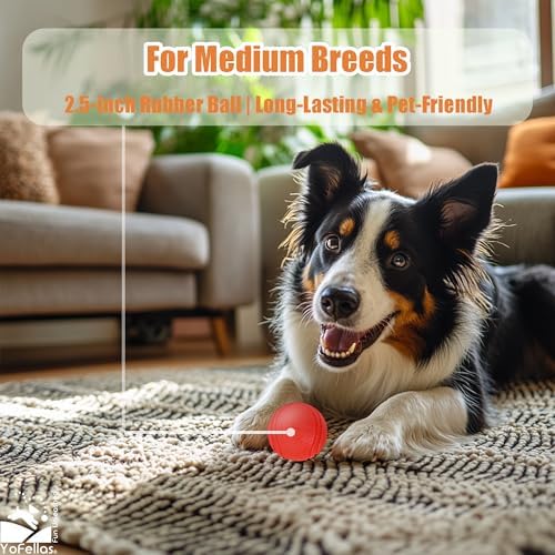 YoFellas Solid Red Rubber Dog Toy – Ultra Bounce, Indestructible Chew & Fetch Toy for Aggressive Chewers, Interactive Training for Small to Large Dogs (M, Striped)