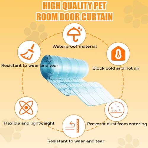 Dog Door Replacement Flaps -5.9 FT x 7.9 in Ruff Weather DIY Cat Door Flap, Doggie Vinyl Plastic Door Flap for Dog House, Ideal Large Pet Door Replacement Flap (Blue)