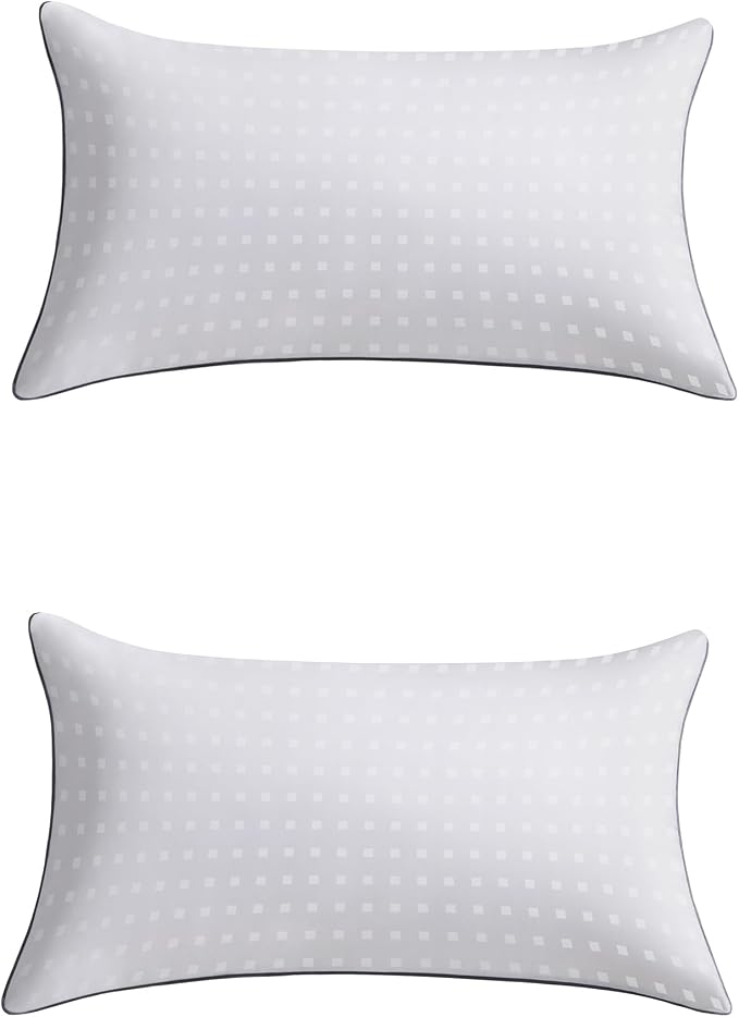 12"x20"Pillow Inserts Set of 2 with 100% Cotton Cover Decorative Square Throw 12x20 Pillows for Couch, Sofa and Bed - White(2, 12x20)