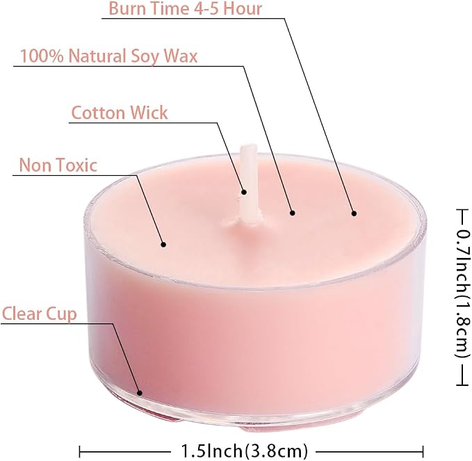 DEYBBY Natural Hibiscus Orchid Scented Soy Wax Tealight Candles Bulk, Aromatherapy Luxury Tea Candle Set of 24-4 Hour Burning Great Gift