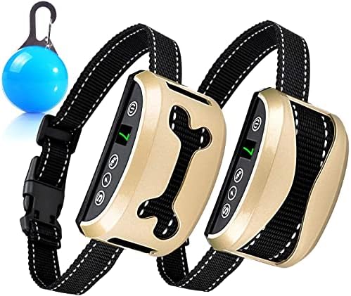 Bark Collar 2 Pack Upgraded 7 Sensitivity Rechargeable Dog Barking Collar Beep/Shake/Safe Shock Or No/Anti Bark Reflective Collar for Small Medium Large Dogs …