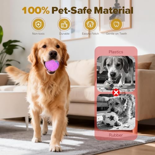 Interactive Dog Toys Ball, Self-Rolling & Bouncing Ball with RGB Colorful Lights to Keep Them Busy, 3-in-1 Interactive Mode, E-TPU Material, Type-C Charging, Moving Dog Toy for Dogs Puppies (Pink)