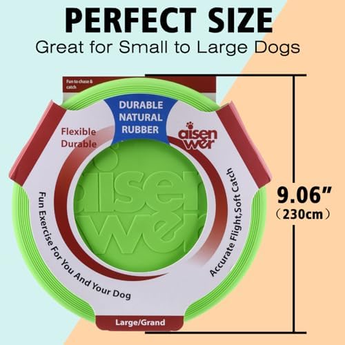 Dog Flying Disc - Durable Rubber Dog Toy for Fetch - Interactive Lightweight Flyer Dog Toys for Outdoor Playtime - Safer Disc for Healthy Activity - for Medium/Large Dogs (Green)