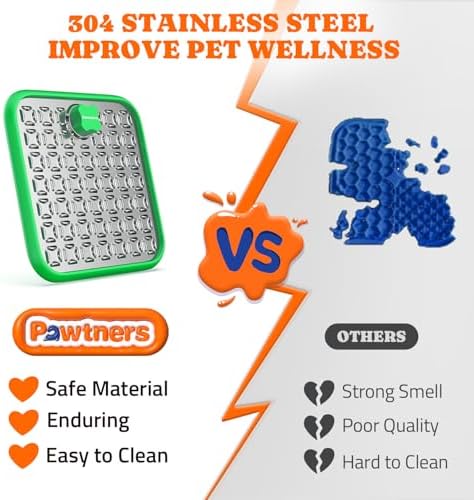 Pawtners Stainless Steel Lick Mat for Dogs & Cats, 1 Pack, Green
