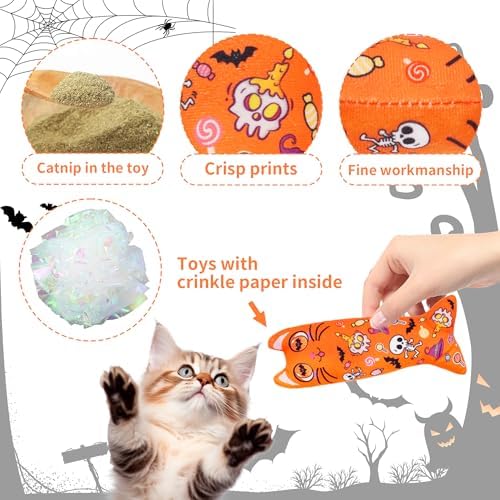 Halloween Christmas Cat Catnip Toys for Indoor Cats Random 4 Pcs