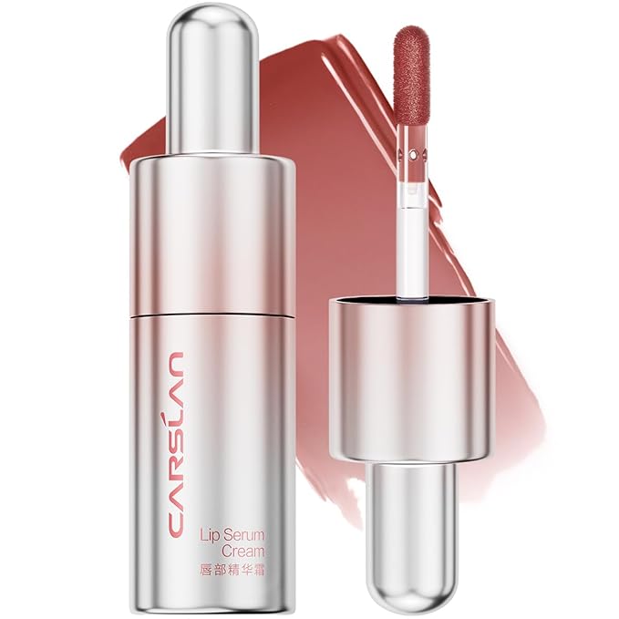 CARSLAN Hydrating Lip Serum Cream, Longlasting Moisturizing, Lightweight Lip Gloss, Semi-Matte Lipstick with Vitamin E, Crithmum Maritimum Essential oil, C206