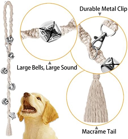 Dog Bells to Go Outside, Potty Training Bell, Handmade, Adjustable | Handmade with Premium Yarn, Twisted Style, Clear Jingle, Dog Potty Bell, Dog Door Bell.