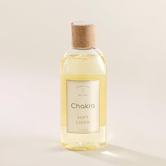 Chakra Body Wash for Women & Men - Moisturizing Shower Gel for Deep Cleansing and Silky Skin - Gentle Daily Body Care with Long-Lasting Freshness, 8.45 fl oz, Soft Linen