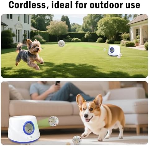 Dog Ball Launcher - Automatic Ball Thrower for Dogs, 3 Adjustable Distance Settings Dog Ball Thrower, Indoor Outdoor Interactive Fetch Machine Dog Toys for Small/Medium Sized Dog