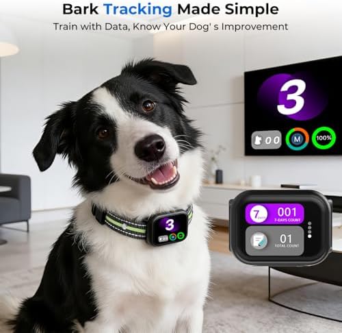RPZ Automatic Dog Bark Collar for Small Medium Large Dogs 8-150 Lbs, Green | Rechargeable, bark count tracking, 4 training modes, 3 sensitivity levels, IP67 waterproof, beep, vibration and shock