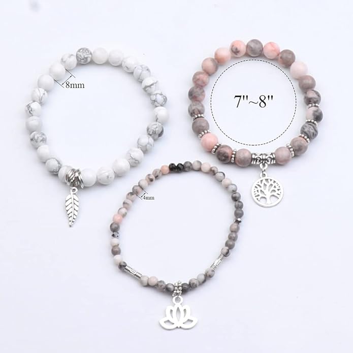 UEUC Tree of Life Yoga Healing Stone Bracelets,Multilayer Lotus Chakra Stone Reiki Bracelet Sets,Anxiety Crystal Natural Stone,for Women Stress Relief