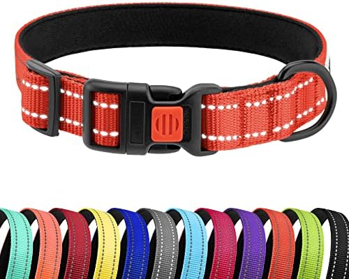 Reflective Dog Collar, Quick-Release Buckle (Orange, 14-18 Inch)