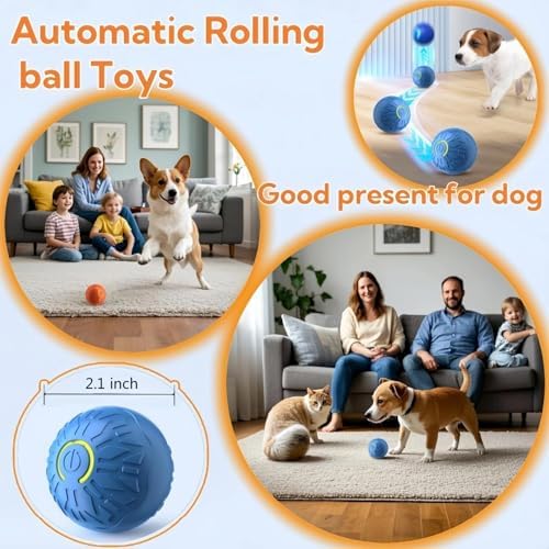 Interactive Dog Ball, Activated Automatic Rolling Ball for Dog, Self Moving Vibrating Smart Jumping Automatic Moving Bouncing and Rotating Balls for Pets (Orange)