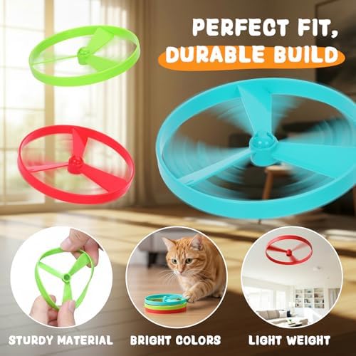 15 PCS Flying Spinners for Disc Launcher Interactive Cat Fetch Toy