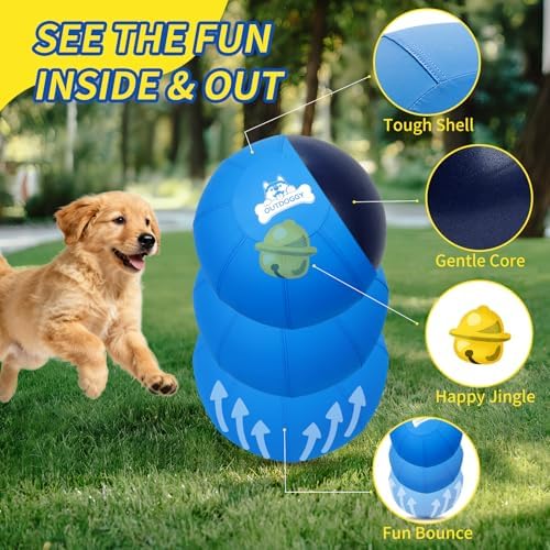 10'' Herding Ball for Dogs Built-in Bell, Interactive Dog Toy