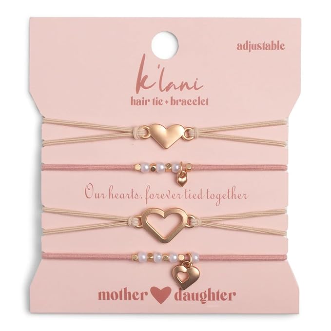 K'lani Hair Tie Bracelets for Women - Elastic Hair Bands That Double as Stylish Jewelry - Mother/Daughter - Set