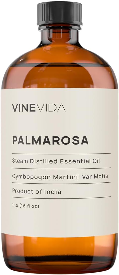 VINEVIDA Palmarosa Essential Oil - 16 oz - Undiluted - DIY Candle Scents - Bulk for Soap Making