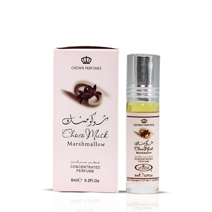 Al-Rehab Choco Musk Marshmallow Perfume Oil Roll-On - 6ml (0.2 oz) | Gourmand Fragrance with Strawberry, Marshmallow & Cocoa | Sweet, Fluffy & Addictive | Arabian Dessert Scent (Box of 6)