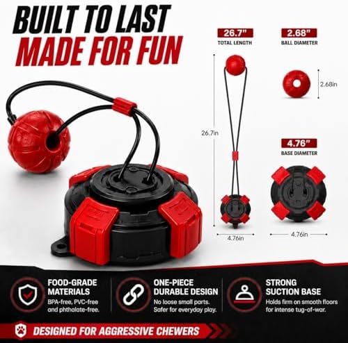 Tug of War Dog Toy,Interactive Dog Toys for Large Medium Dogs,Indestructible Dog Toy with Suction Cup for Aggressive Chewers,Boredom Relief Dog Tug Toy for Indoor Outdoor