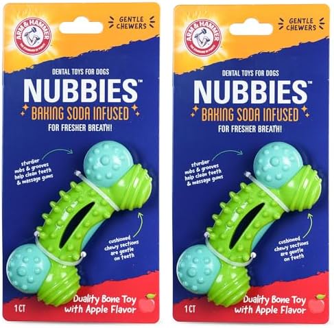 Arm & Hammer Nubbies Duality Bone Dental Dog Chew Toy, Apple Flavor, 2-Pk