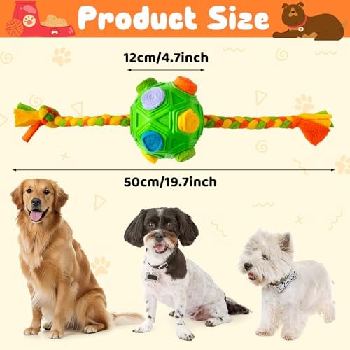Snuffle Ball for Dogs Toy - Puppy Treat Hiding Interactive Enrichment Ball, Dog Slow Feeder Brain Stimulation Puzzle Cognitive Toys, Encourage Natural Foraging Skills for Pet Training (Green)
