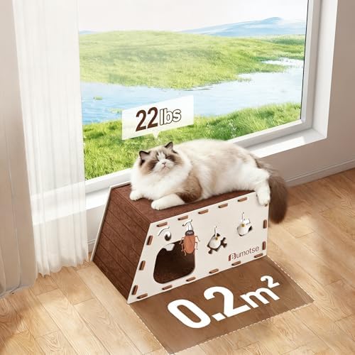 Cat Tunnel House for Indoor Cats, 3-in-1 Felt Cave and Scratcher