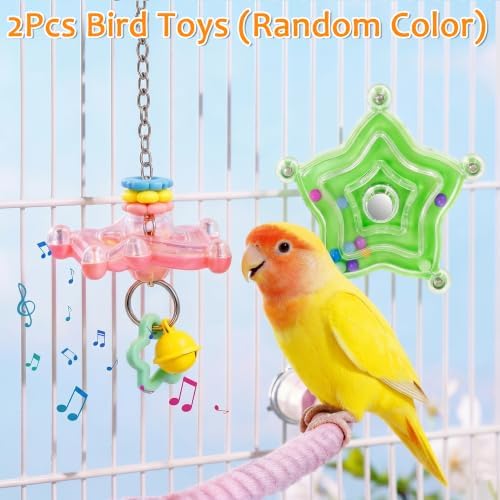 2pcs Bird Toys for Parakeets with Bell, Spinner Wheel (Rondom Color)