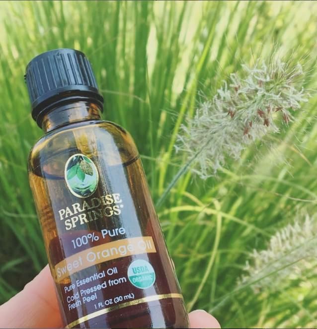 Paradise Springs Organic Sweet Orange Essential Oil, 100% Pure and Natural Organic Sweet Orange Essential Oil for Diffusers for Home Aromatherapy, Massage, Humidifiers, 1fl oz (30ml)