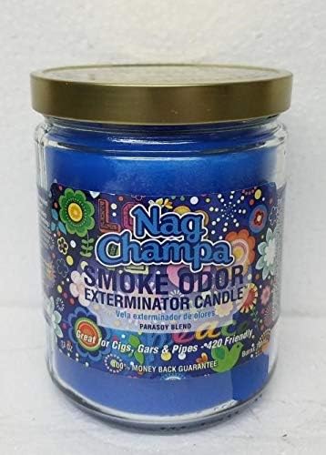 Smoke Odor Exterminator 13oz Jar Set of 6 Assorted Candles Blue Serenity. | Assortment of 6, Includes Blue Serenity, HoliBlaze, Nag Champa, Vanilla Glitz & Woodstock & Sandalwood