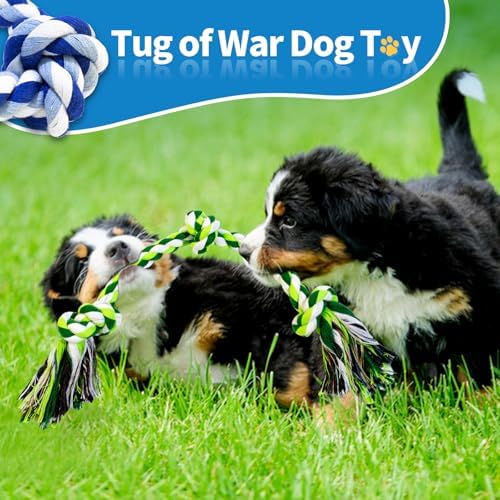 WDZZHOT [2 Pack] Dog Rope Toys, Dog Chew Toy for Medium and Small Dogs, 3 Knots Heavy Duty Puppy Rope Toy, 100% Cotton Tug of War Dog Toys for Boredom, Teeth Cleaning