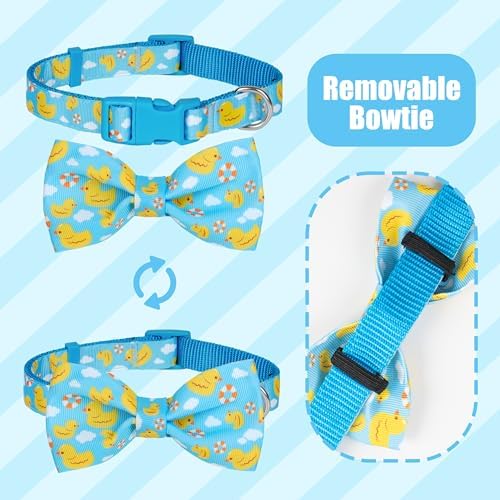 azuza Dog Collar with Bow Tie, Soft and Comfortable Adjustable Bowtie Dog Collar for Puppy and Small Dogs (XS, Yellow Duck)