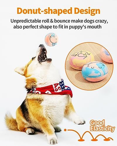 SCHITEC Squeaky Dog Toys, [6 Pack] Interactive Latex Rubber Squeak Ball Toy, Soft Fetch Play Balls for Puppy Small Dogs