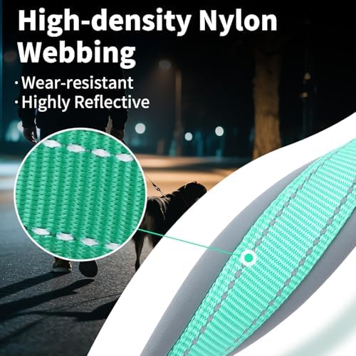 Segarty Reflective Dog Collar for Large Dogs, Adjustable Wide Soft Comfortable Breathable Neoprene Padded Nylon Collar with Heavy Duty Metal Buckle for Large Medium Breeds (L, Green)