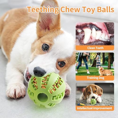 Interactive Dog Toys, Dog Puzzle Ball, Pet Chew Relieves Anxiety, Cleans Teeth,Dog Toys to Keep Them Busy,Outdoor Dog Entertainment for Small and Medium Dogs (3 Pcs)