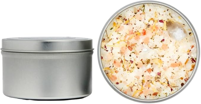 Good Vibes Only Candle by New Moon Beginnings - Negative Energy Cleansing - Soy Aromatherapy Candle - Handmade with Crystals & Herbs (8oz Round Tin)