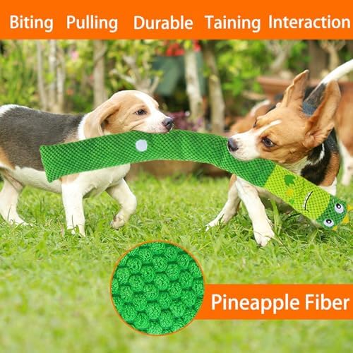 Plush Dog Toys, Long Foldable Squeaky Chew Pet Toys (Blue Dinosaur)