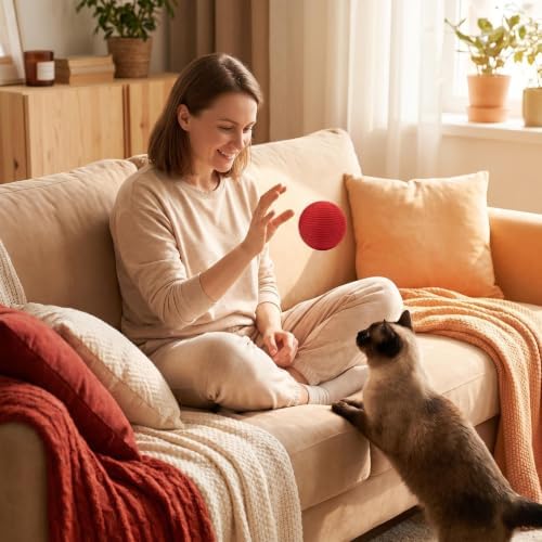 4-Inch Sisal Cat Toy Balls, Cat Toys for Indoor Cats, With Crinkle Sound