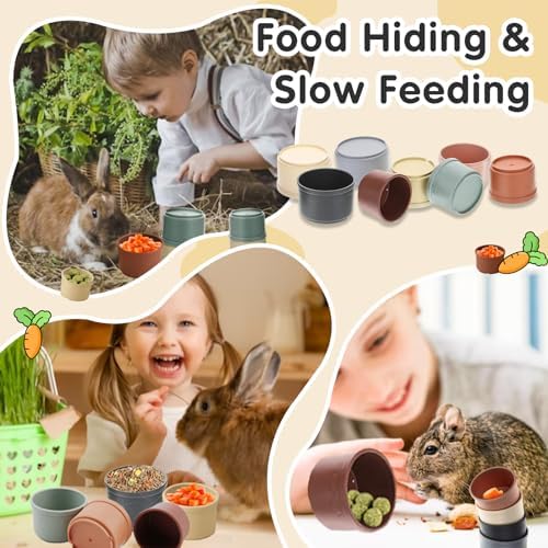 8 Pcs Stacking Cups for Rabbits, Colorful Bunny Toys for Rabbits and Small Animals, Nesting Rabbit Toys of Different Sizes, Bunny Stacking Cups for Hiding Food and Playing