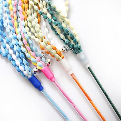 Cat Wand Toy 4 PCS Vibrant Plush Srtip Teaser Wands Interactive Cat Toy